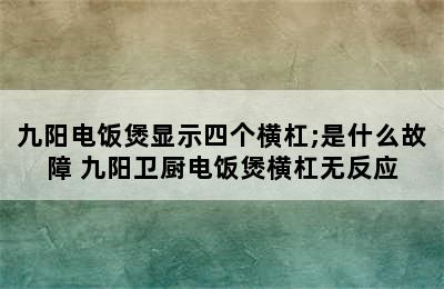 九阳电饭煲显示四个横杠;是什么故障 九阳卫厨电饭煲横杠无反应